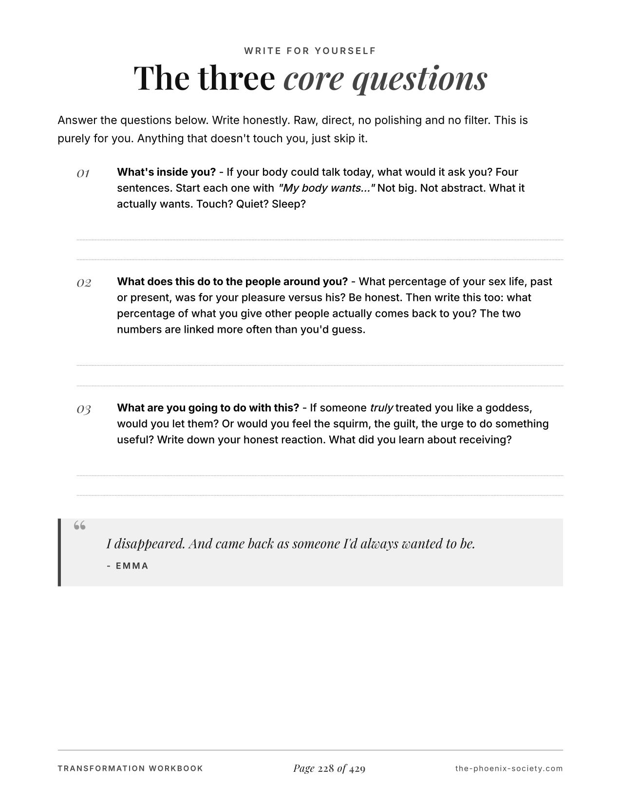 Secret Desires by Dahlia Midnight — transformation edition workbook, page 230